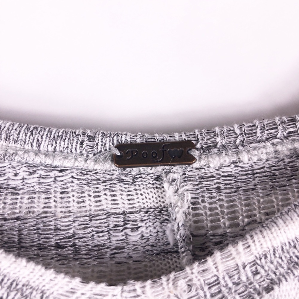 POOF Gray White Striped Lightweight Hooded Fringe Pullover Cover Up Small - Picture 6 of 9